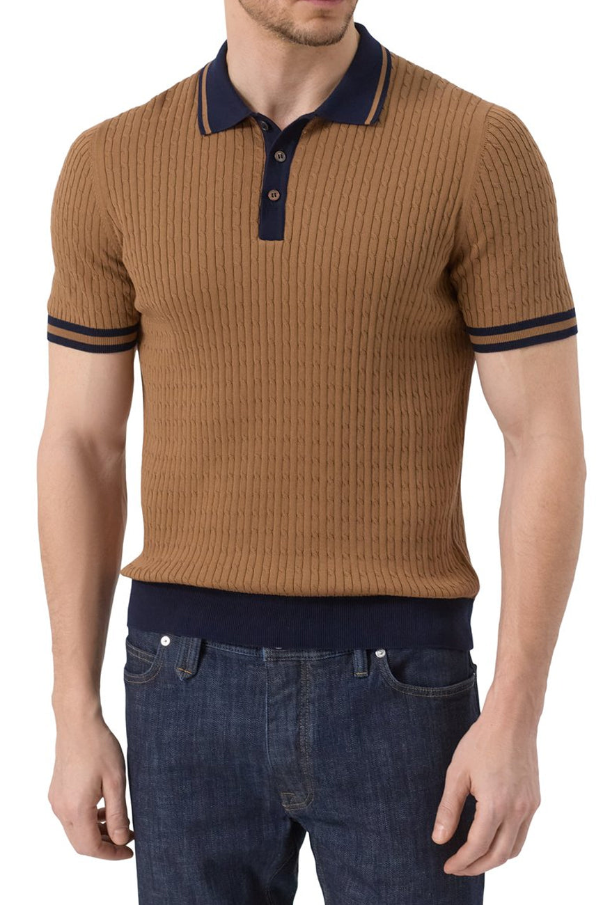 gran sasso muska pletena polo majica braon