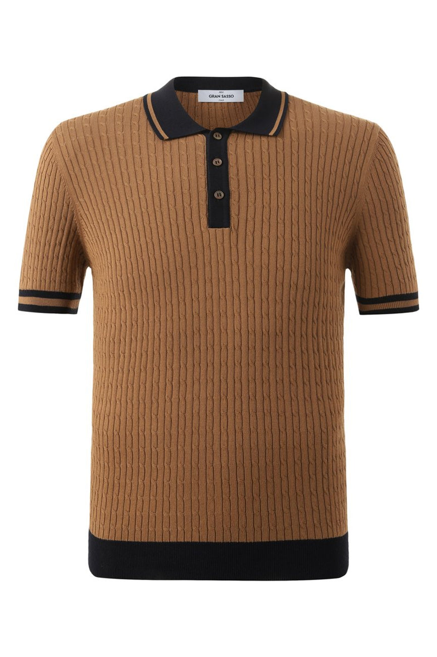 gran sasso muska pletena polo majica braon