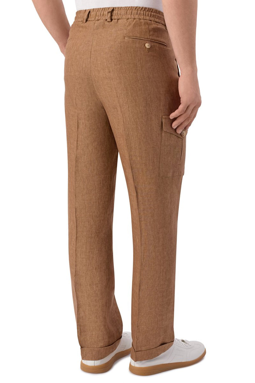 GRAN SASSO Muške lanene cargo pantalone braon