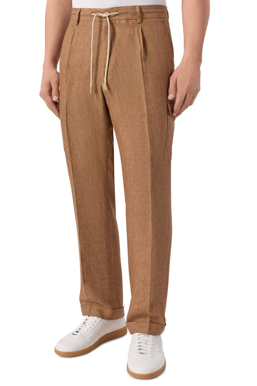 GRAN SASSO Muške lanene cargo pantalone braon