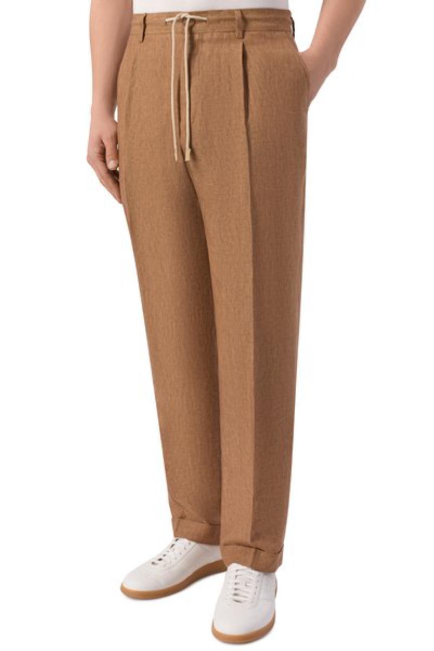 GRAN SASSO Muške lanene pantalone braon