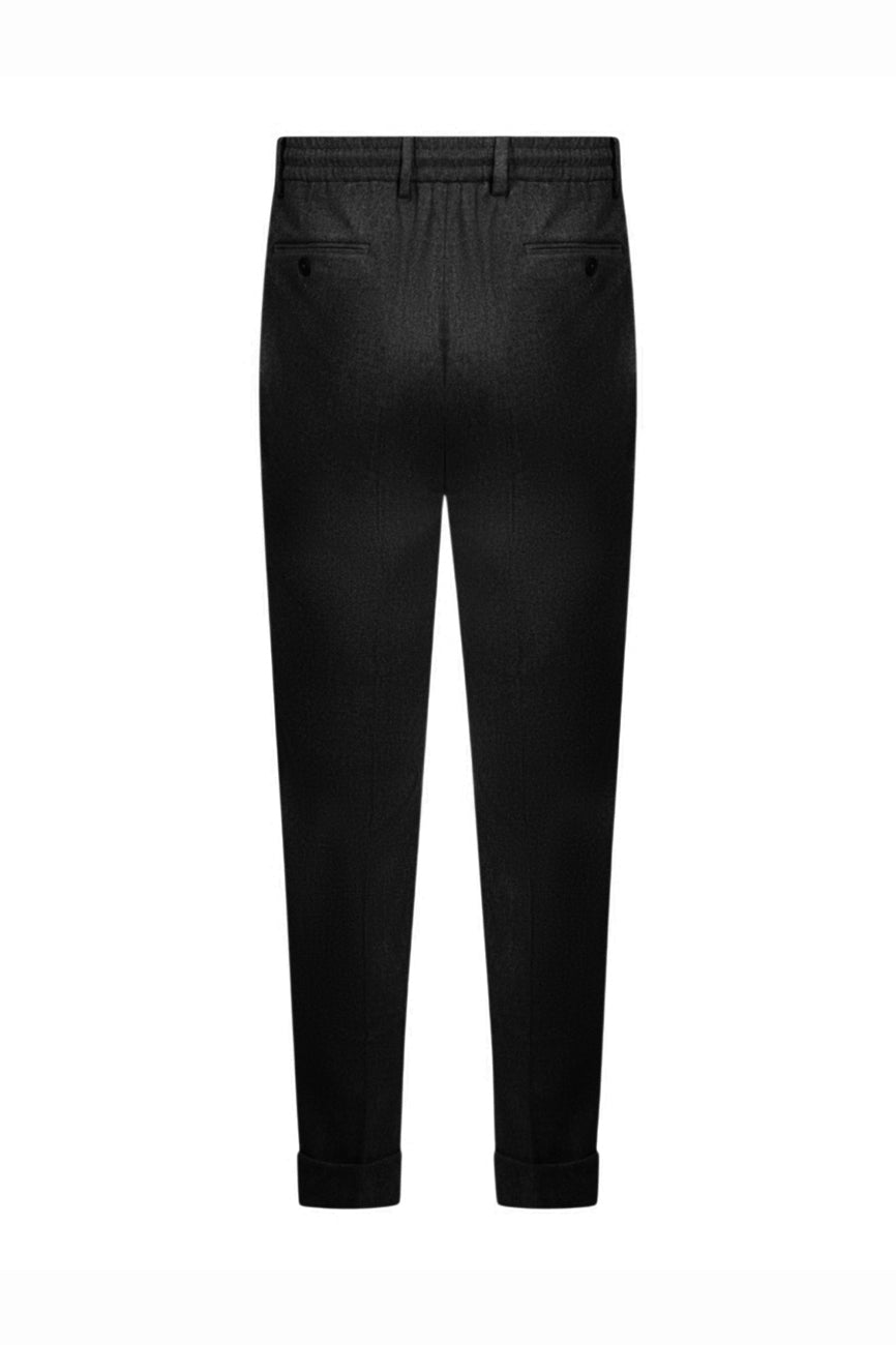 GRAN SASSO muške pantalone od vunenog flanela crna