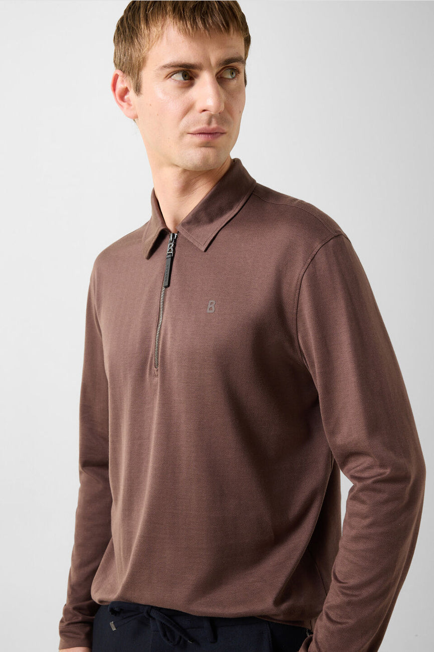 BOGNER Bailey muška polo majica dugih rukava braon
