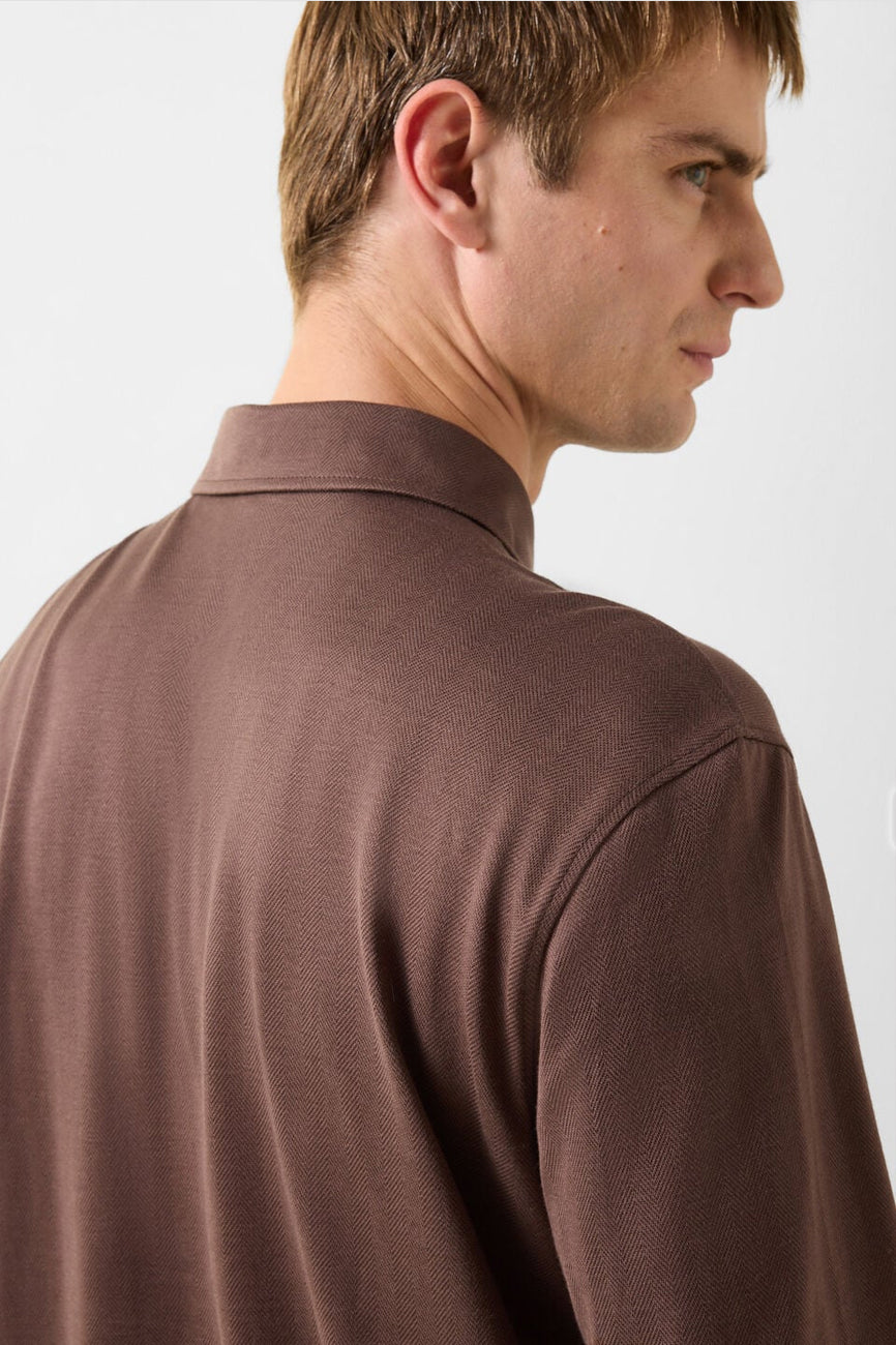 BOGNER Bailey muška polo majica dugih rukava braon