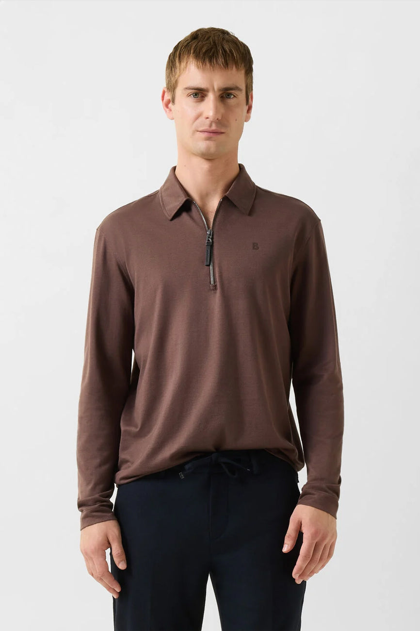 BOGNER Bailey muška polo majica dugih rukava braon