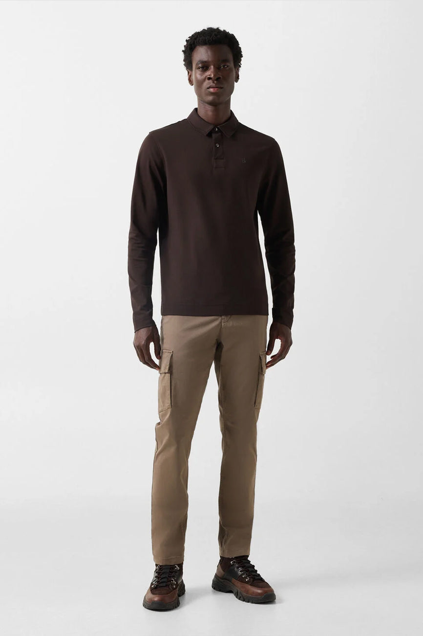 BOGNER Timon muška polo majica dugih rukava coffee