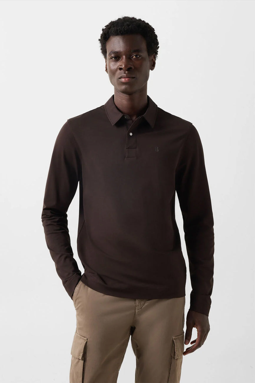 BOGNER Timon muška polo majica dugih rukava coffee