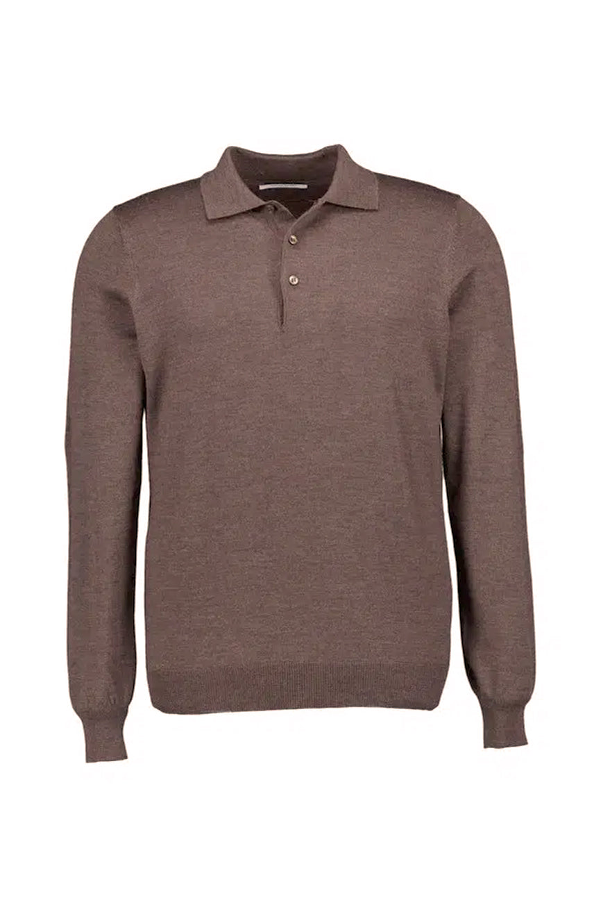 GRAN SASSO Muški polo džemper od merino vune braon