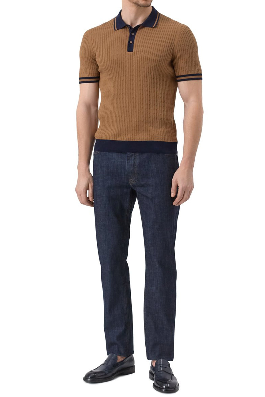 gran sasso muska pletena polo majica braon