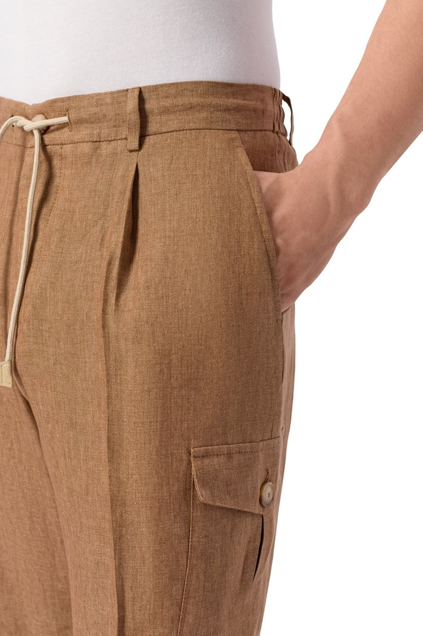 GRAN SASSO Muške lanene cargo pantalone braon