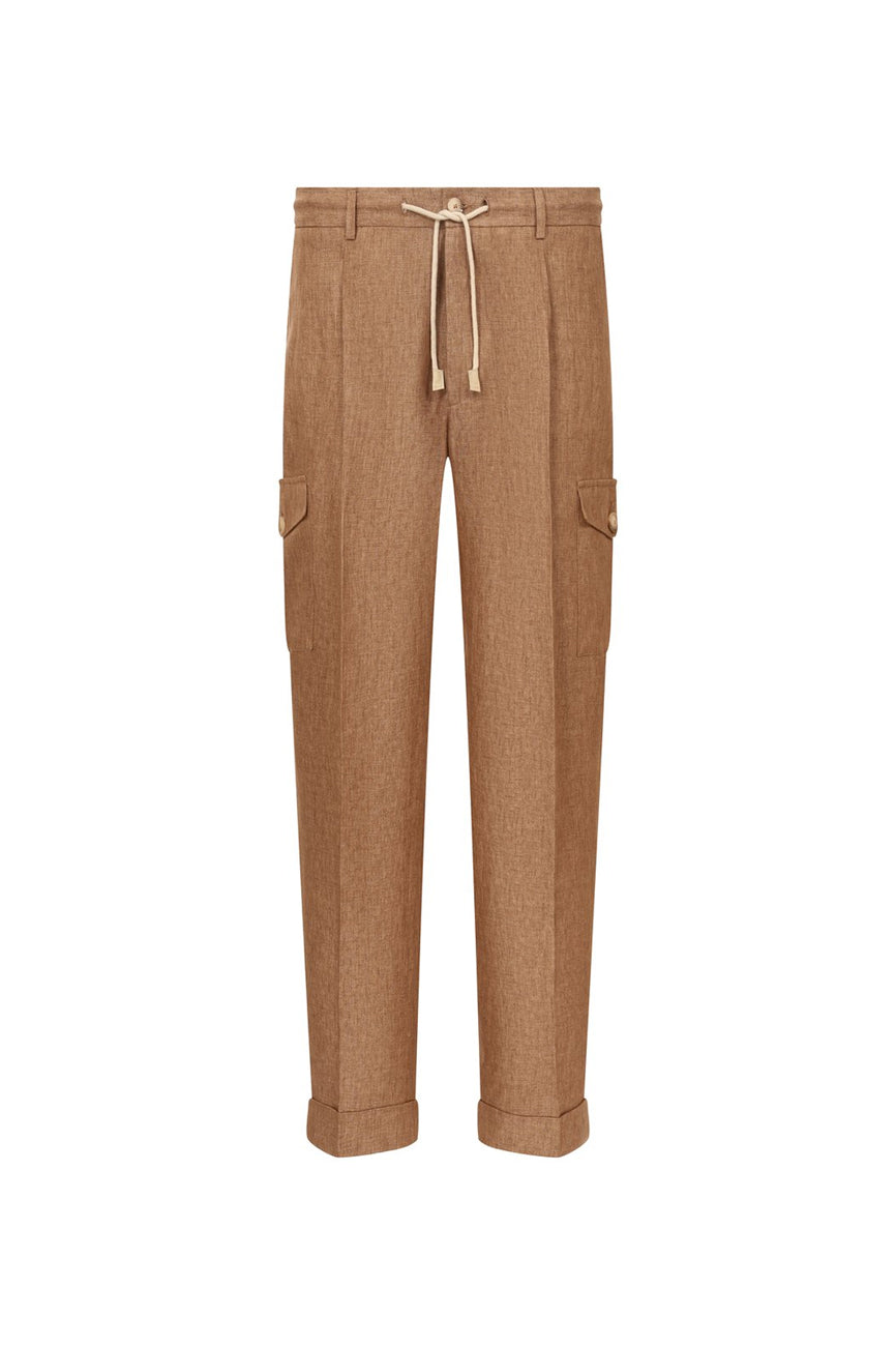 GRAN SASSO Muške lanene cargo pantalone braon