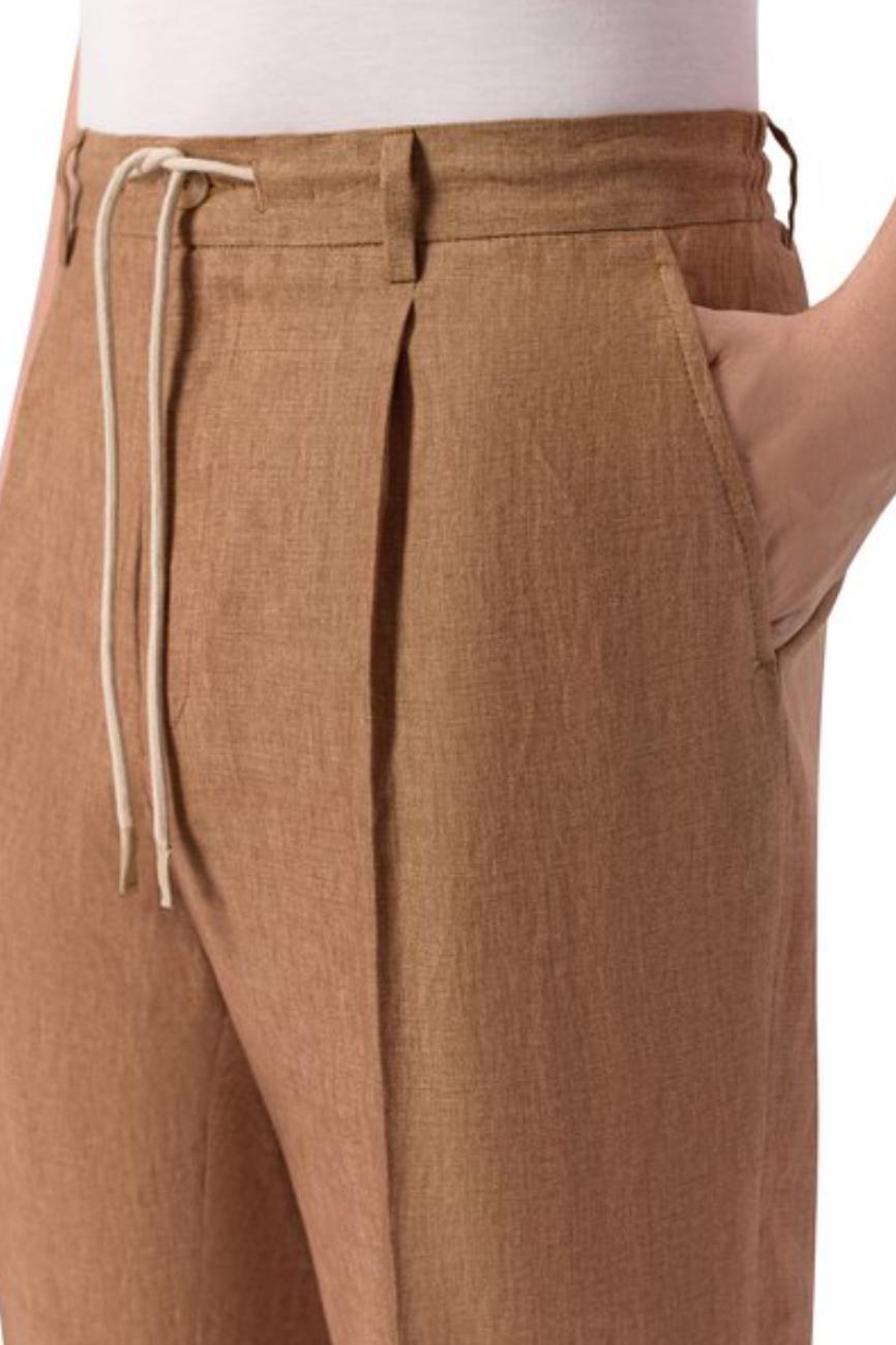 GRAN SASSO Muške lanene pantalone braon