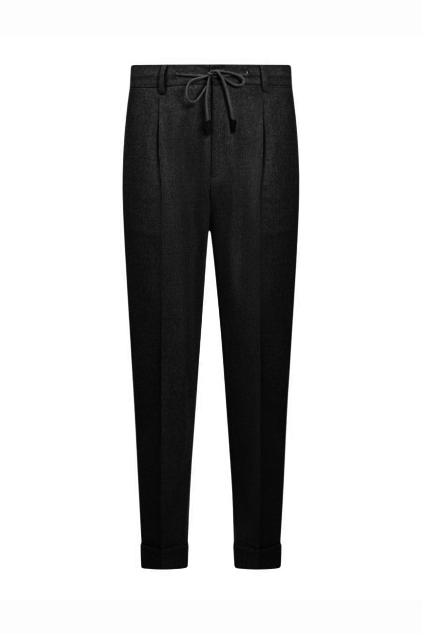 GRAN SASSO muške pantalone od vunenog flanela crna