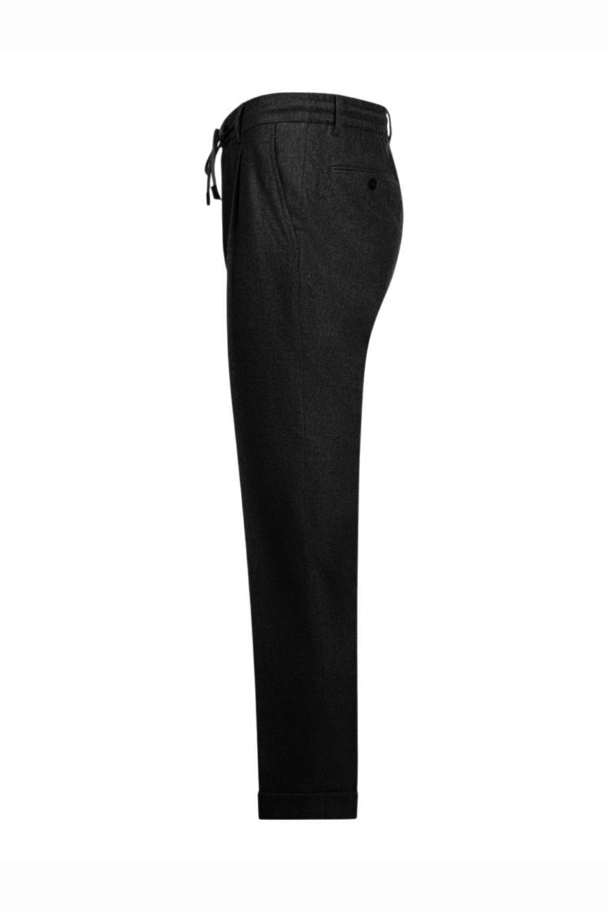 GRAN SASSO muške pantalone od vunenog flanela crna
