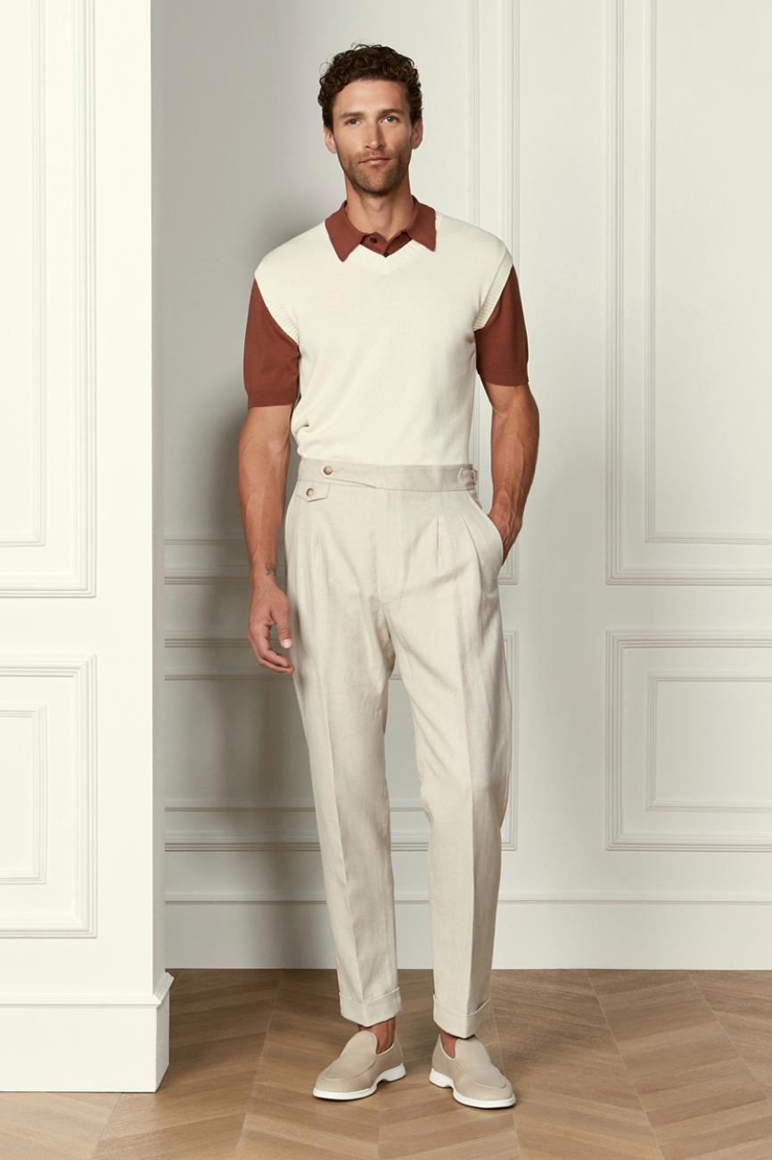 gran sasso muske lanene pantalone bez