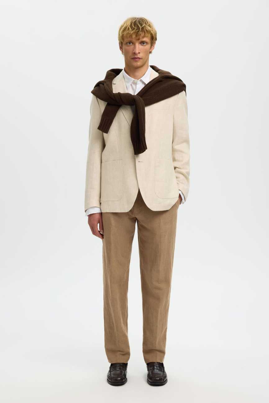 selected muske lanene pantalone bez