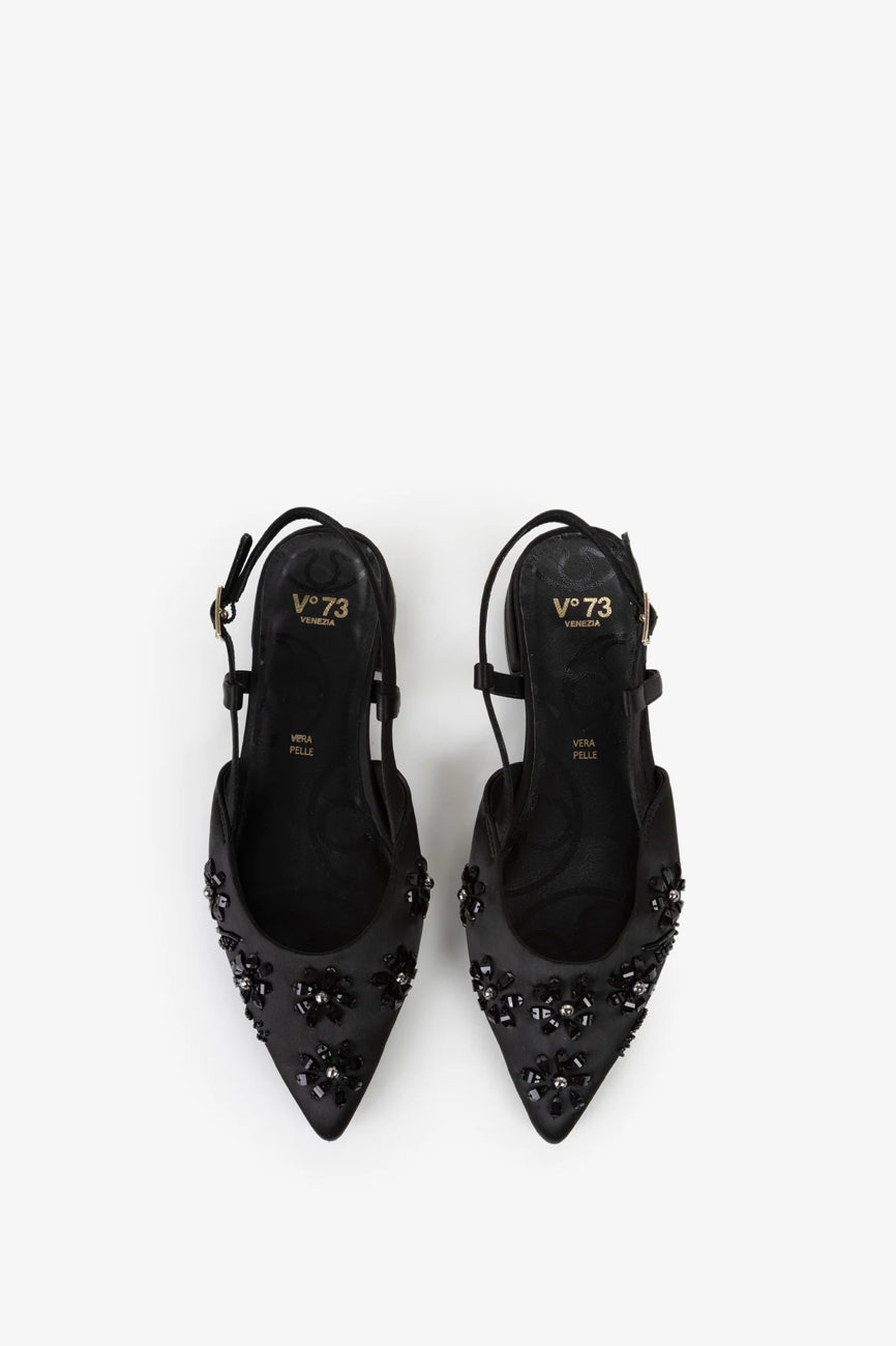 V73 Kayla Slingback ženske sandale na štiklu crna