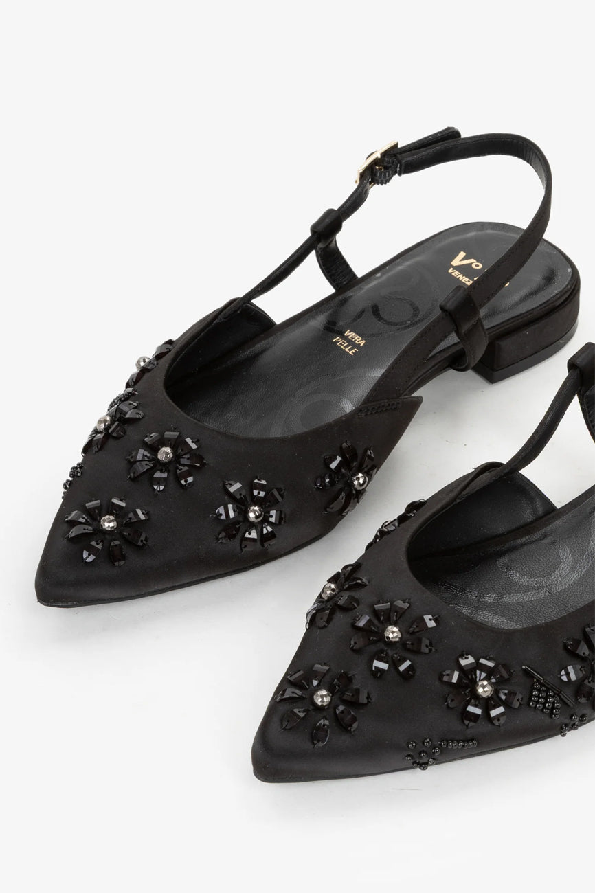 V73 Kayla Slingback ženske sandale na štiklu crna