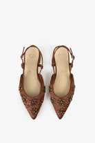 V73 Kayla Slingback ženske sandale na štiklu braon