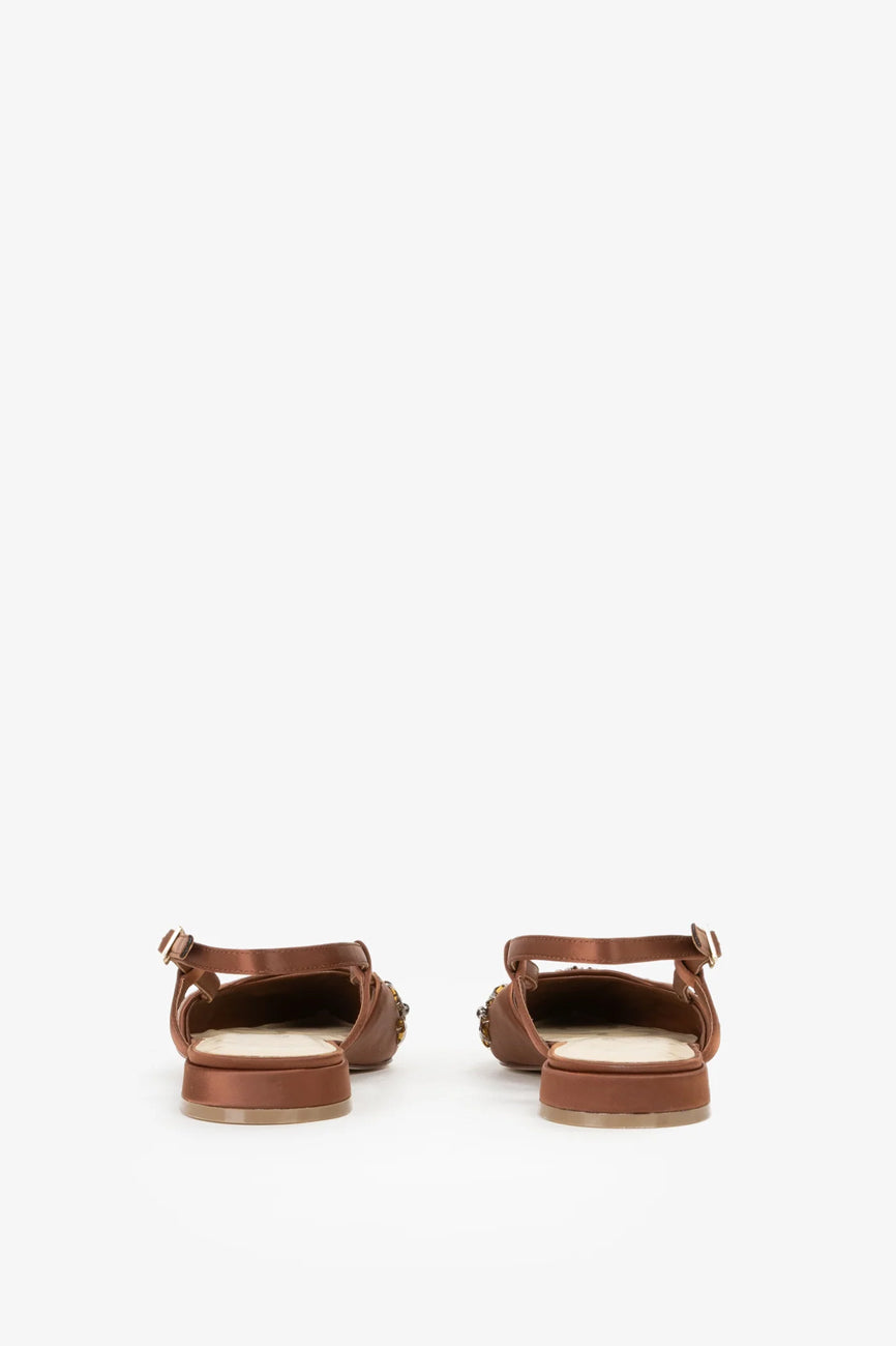 V73 Kayla Slingback ženske sandale na štiklu braon