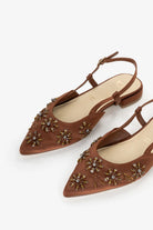 V73 Kayla Slingback ženske sandale na štiklu braon