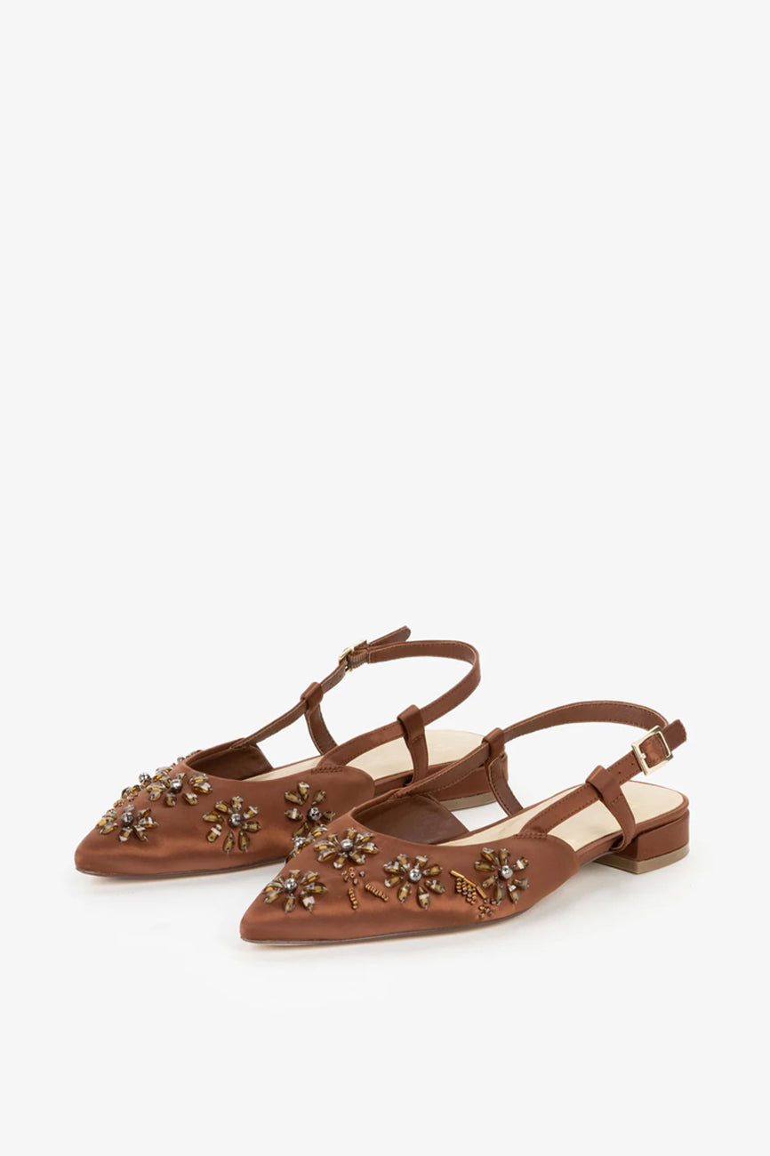V73 Kayla Slingback ženske sandale na štiklu braon
