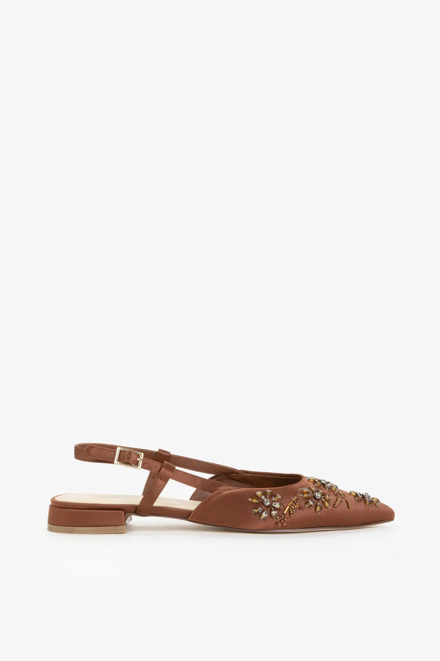 V73 Kayla Slingback ženske sandale na štiklu braon